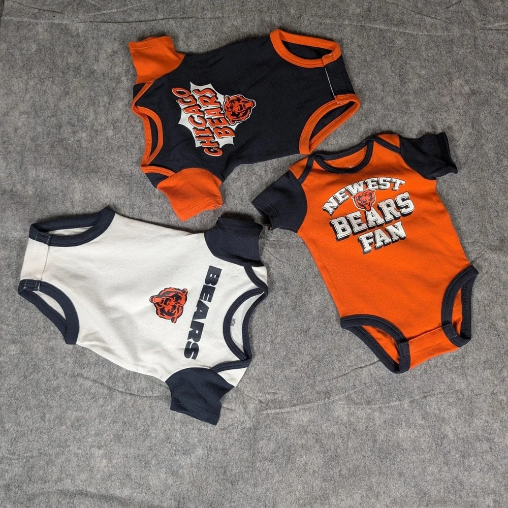 NFL Chicago Bears Baby Bodysuit Orange Navy Blue 18 Months